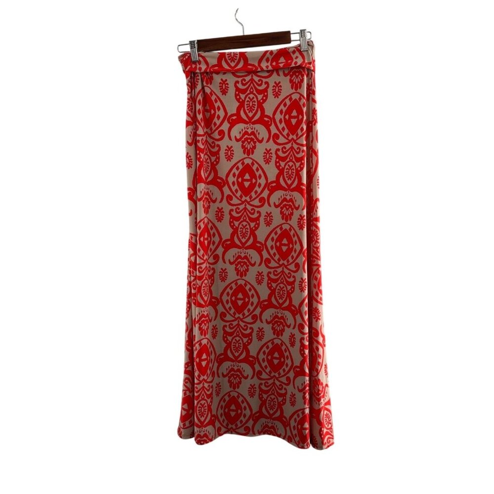 All Eyes On Me‎ Maxi Skirt Red & Beige Print Large The Mint Julep Boutique Boho